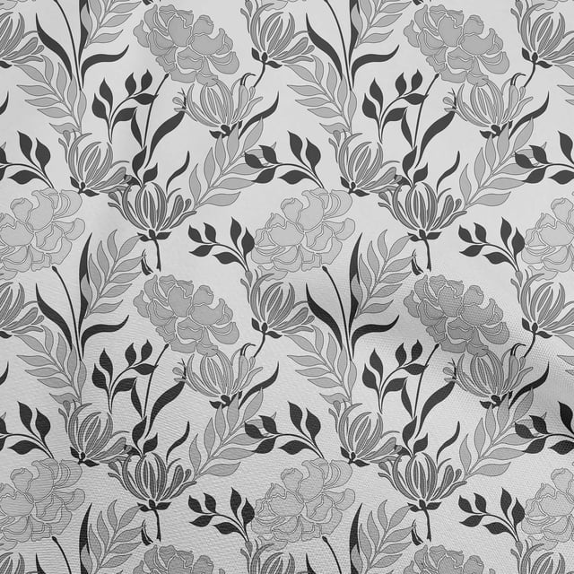 oneOone Viscose Chiffon Light Gray Fabric Floral Retro Craft Projects Decor Fabric Printed By The Yard 42 Inch Wide
