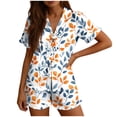 thumbnail image 3 of Bxsruta Women's 2 Piece Short Sleeve Button Front Pajama Set Collared Top Elastic Waist Shorts Soft Breathable Loose Fit Stretchy Lightweight Fabric Casual Loungewear Sleepwear, 3 of 7