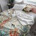 thumbnail image 3 of Coastal Ocean Flannel Blanket for Bed, Vintage Nautical Starfish Coral Seaweeds Soft Cozy Warm Couch Throw Blanket, Lightweight Fluffy Plush Bedding Blankets for Sofa Decor All Season 60"x80", 3 of 7