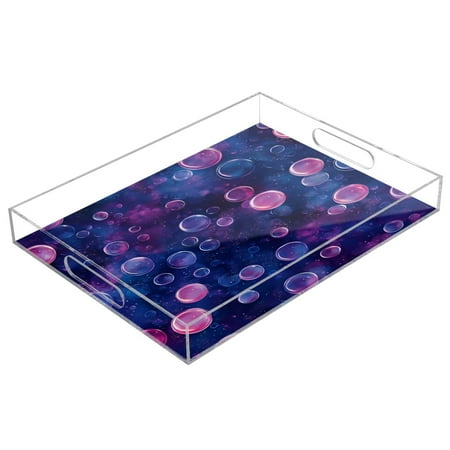 

Acrylic Tray 15.7*11.8*1.9 Inch Transparent Tray Food Tray Tea Cup Tray Serving Trays Cosmetics Storage Kitchen Table Bathroom Sundry Storage Color Bubble Pattern