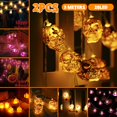 thumbnail image 1 of Halloween String Lights 2Pcs 9.8ft 20 LED Skeleton Pumpkin Ghost Bat Hanging Fairy String Lights for Window Courtyard, 1 of 11
