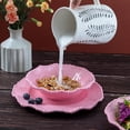 thumbnail image 4 of Pink Dishes Melamine Dinnerware Sets, 18 Piece Kitchen Plates and Bowls tableware Set, Lightweight, Beaded Serving Dishes for Girls, Valentine's Day, Mother's Day. Service for 6, 4 of 5