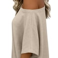 thumbnail image 6 of Fewfanhot Womens Tops Off The Shoulder Oversized Short Sleeve T-Shirts Summer Spring Casual Fashion Tees, 6 of 7