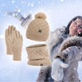 thumbnail image 4 of ZSQDM Knitted Hat Scarf Glove Set for Women Warm Gloves Winter Scarf Winter Set for Cold Weather Gift Women beanie Hat Storage Scarf ,Hat,& Gloves Bald Cap, 4 of 5