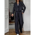 thumbnail image 5 of Women'S 2 Piece Suit Set Cropped Blazer Wide Leg Pants Business Casual Outfits Work Office Clothes Dark Gray S, 5 of 10