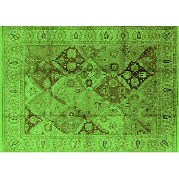Ahgly Company Indoor Rectangle Oriental Green Industrial Area Rugs, 8' x 12'