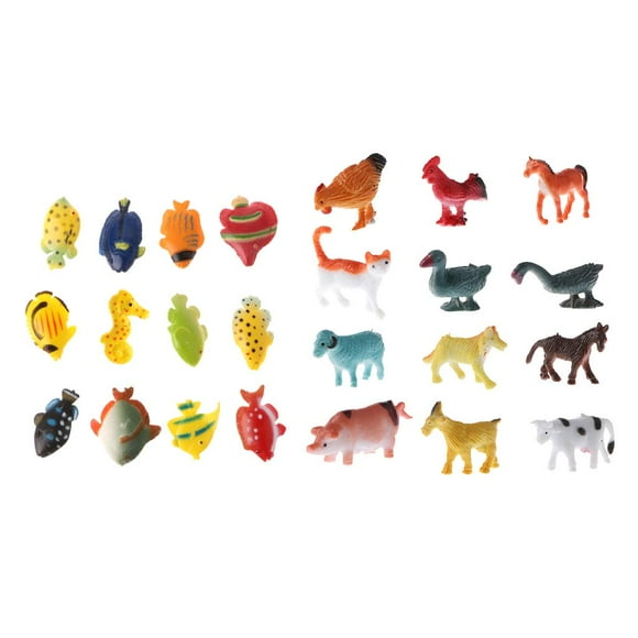 24x de Modelo de Animales de Plástico Juguetes Naturales Favores de para Niños
