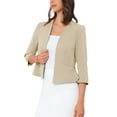 thumbnail image 4 of INSPIRE CHICElegant Blazer for Women's Open Front Collarless 3/4 Sleeve Peplum Business Work Suit Jacket XL Apricot, 4 of 6