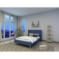 thumbnail image 3 of Tslinn Low Profile Upholstered Platform Bed,Full Beds With Dark-Blue(Linen), 3 of 5
