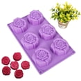 thumbnail image 4 of Moldes de silicona, 6 cavidades en forma de rosa, molde para jabón, molde para hornear, utensilios para hornear para pasteles, jabón, dulces, chocolate, magdalenas, gelatina, pan, pudín, muffins, 4 of 5
