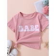 thumbnail image 2 of Coduop Toddler Kids Girls Summer Short Sleeve T-Shirts Letter Print Basic Shirts Casual Tee Tops, 2 of 7