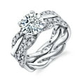 thumbnail image 3 of Metal Masters Womens 2.5Ct Round Moissanite 18K White Gold Silver Eternity Infinity Twist Bridal Set Wedding Engagement Ring, 3 of 9