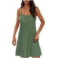 thumbnail image 1 of Cinvoph Robe d'Été pour Femmes à Encolure Carrée, à Volants, à Bretelles Spaghetti, Sans Manches, Mini-Robe, Robe de Plage pour Vacances et Fêtes, 1 of 6