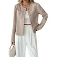 thumbnail image 3 of Women'S Short Elegant Jacket Top with Pockets Casual Fall Outfits Winter Coats Apricot Color L, 3 of 9