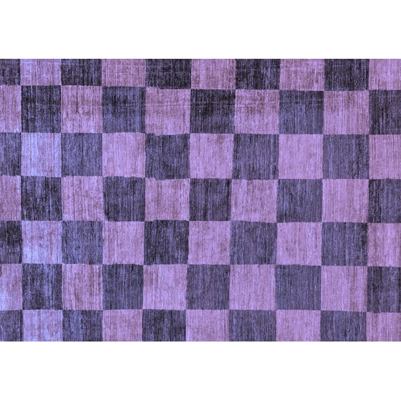 Ahgly Company Indoor Rectangle Checkered Blue Modern Area Rugs, 5' x 7'