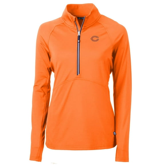 Women's Cutter & Buck Orange Chicago Bears Adapt Eco Knit Stretch Recycled Half-Zip Pullover Top