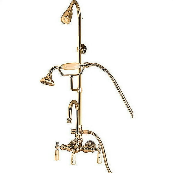 Barclay 4024-PL-PB Gooseneck Tub Filler with Diverter and Hand Shower Brass