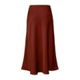thumbnail image 5 of YMNXA Womens Skirt High Waist Solid Color Elegant Comfortable Satin Skirt For Daily Wear Brown S, 5 of 5