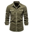thumbnail image 1 of Babysbule Chemises pour Hommes Offres Chemise en Velours Côtelé à Manches Longues Col Rabattu Ajustée Décontractée, 1 of 2