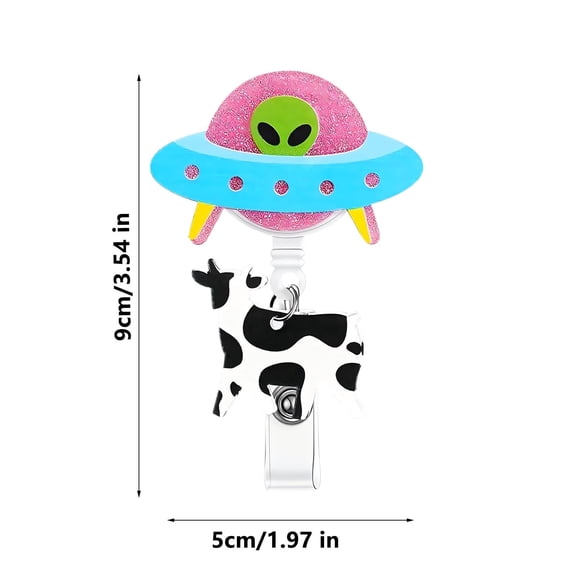 Bwiyojiz Office Decor Home UFO Cow Abduction Badge Reel, Gifts for Women