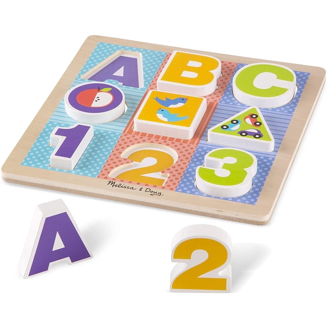 Rompecabezas Primer Juego ABC-123 Melissa & Doug con 9 piezas Gruesas Madera Infantil Melissa & Doug MD-05434