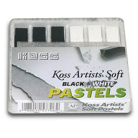 Soft Chalk Pastels Set Includes 3 Black and 3 White For Drawing, Scrapbooking, Artwork, Sketching, Blending, Dry-Wash and Other