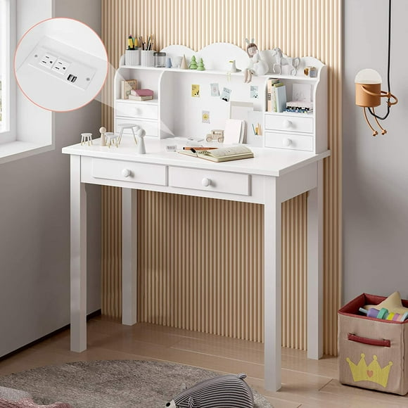 Kids Desks Kids Desks, Youth White Desk With Hutchinson
