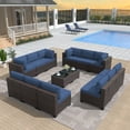 thumbnail image 3 of ALAULM 14 Piece Outdoor Patio Furniture Sets All-Weather Outdoor Sectional Furniture Patio Sofa Backyard Deck Couch Conversation Chair Set with Coffee Table & 12 Thickened Cushions, Navy Blue, 3 of 7