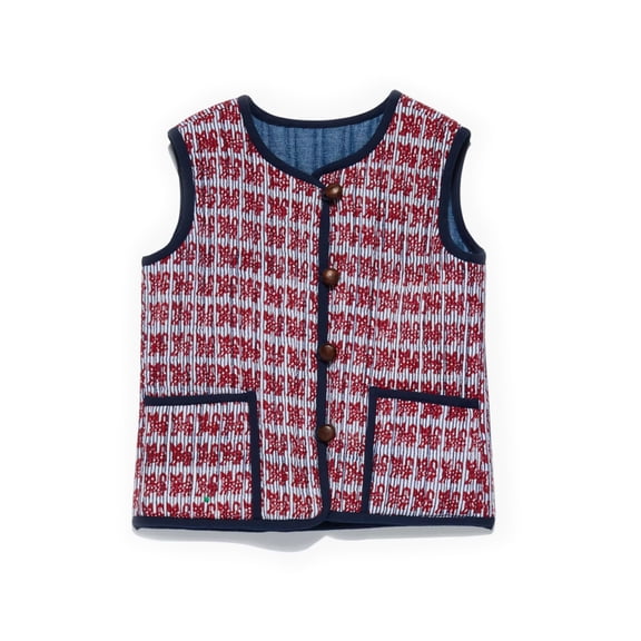 Roberta Roller Rabbit Boy's Gatito Quilted Reversible Vest Medium Red