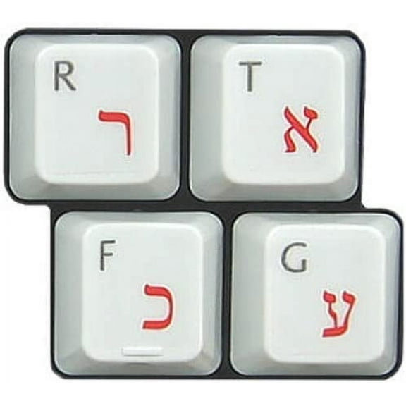 HQRP 2-Pack Hebrew Red Keyboard Stickers on Transparent Background, Compatible with All Keyboards PC Desktops Laptop