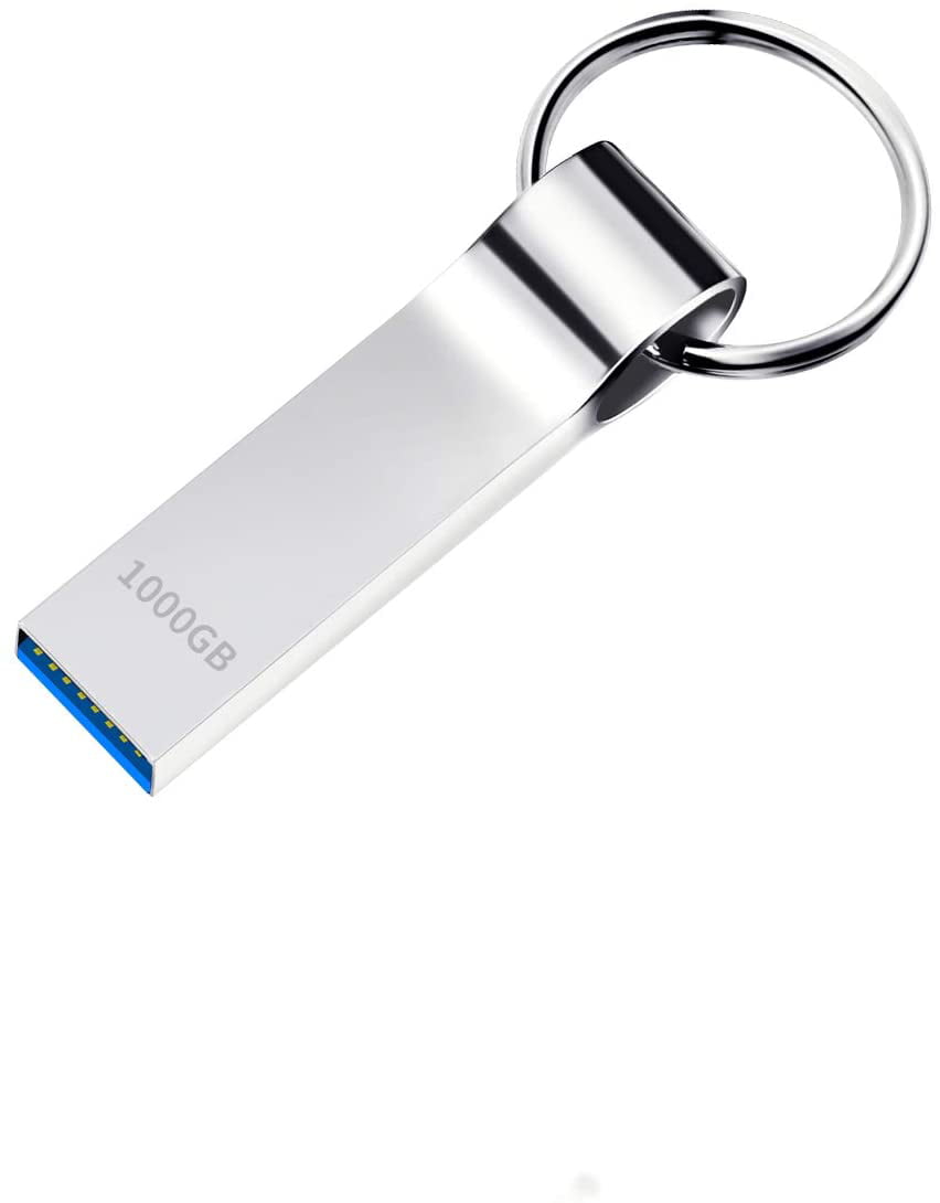 1000GB USB 2.0 Flash Drive Metal Design with Keychain Silver Thumb Drive 1000GB USB Stick 1TB 
