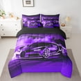 thumbnail image 2 of Manfei Speed Racing Car Bedding Comforter Set 7pcs for Teen Boys Men, Purple Sports Car King Bedding Sets, Race Car Game Bed Sheets, Microfiber Bedroom Decor, 2 of 8