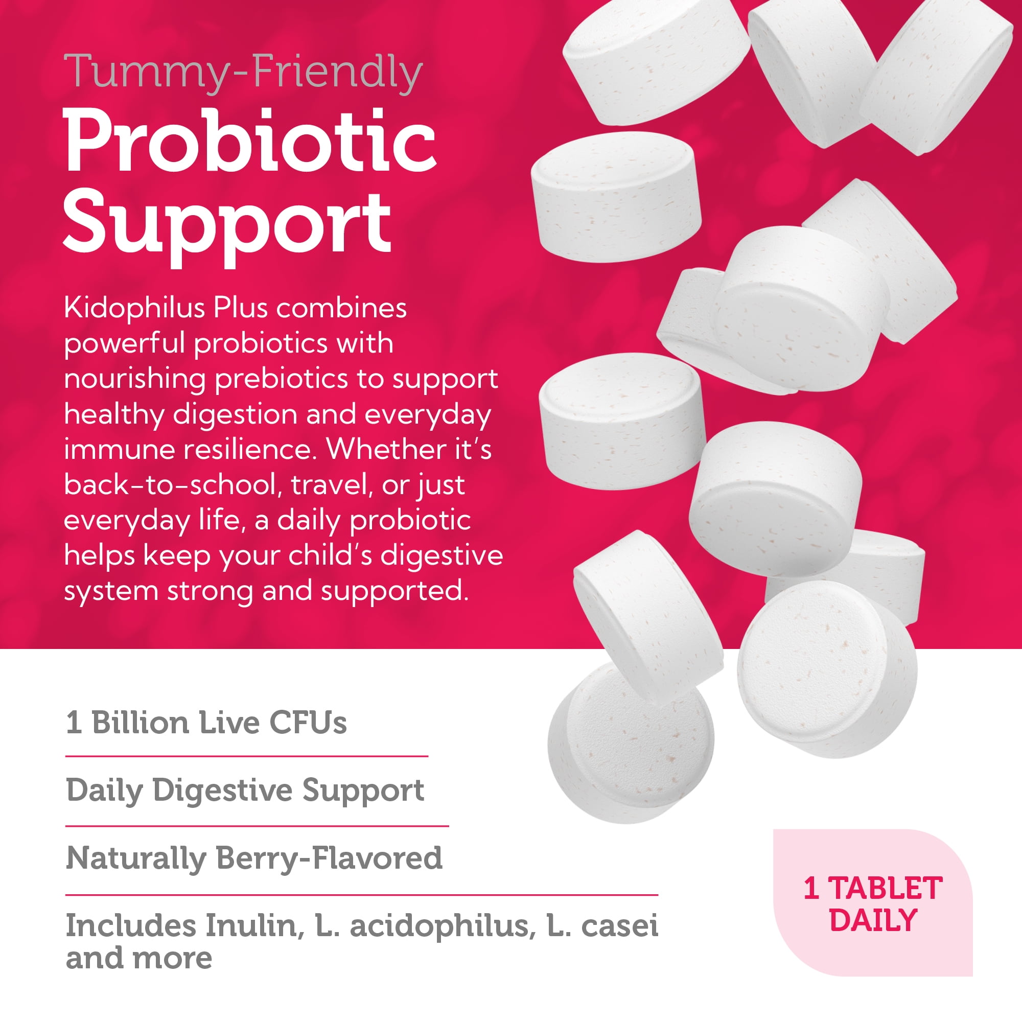 Zahler Kidophilus Plus, Probiotic Formula For Children, Berry, 1 Billion CFUs, 180 Chewable Tablets
