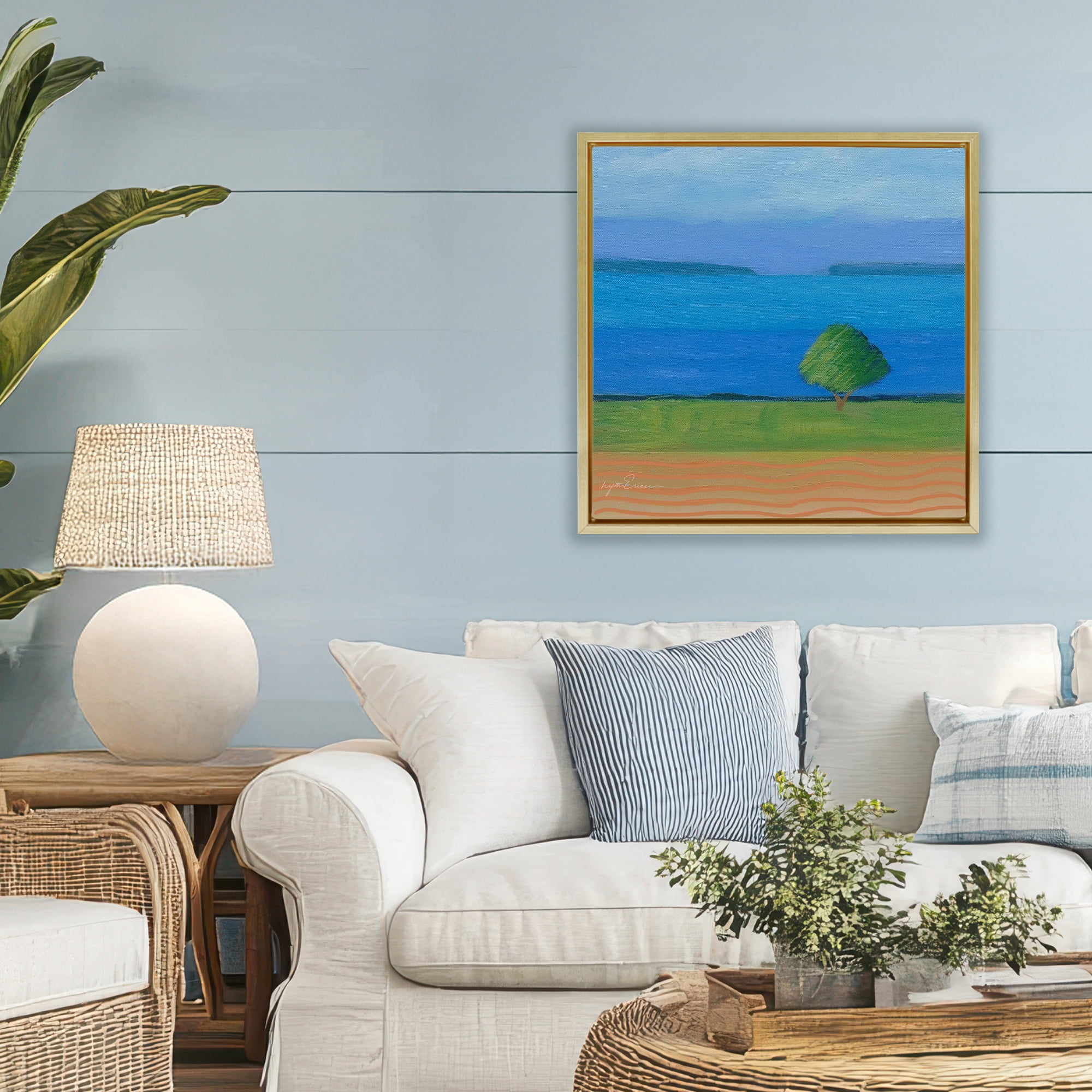 Stupell Industries Lone Tree at Spring Cove Gold Framed Floater Canvas Wall Art, design by Lynn Ericson Fine Art