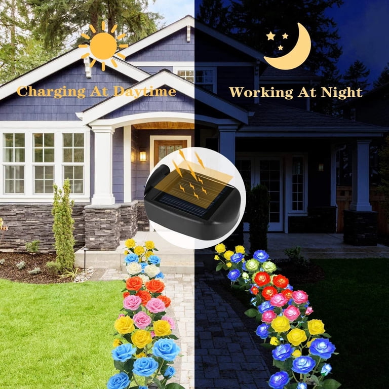 Rirool Solar Rose Flower Lights, 5-Pack Pathway Lights photo 4