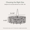 thumbnail image 2 of Covermates Outdoor Cover for Dining Sets with Umbrellas - 120"DIA x 30"H, 900D Polyester, Weatherproof, 2 of 7