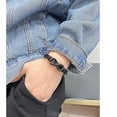 thumbnail image 4 of Pulsera de cuero unisex con signo de infinito Amor simbólico Pulsera trenzada de moda Brazalete-23 cm-Número infinito de acero negro, 4 of 5