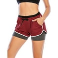 thumbnail image 2 of 2-in-1 Running Shorts for Women Athletic Yoga Sport Shorts Elastic Waistband with Pockets, 2 of 6