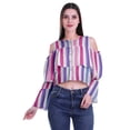 thumbnail image 1 of Moomaya Printed Casual Long Sleeve Tops Women Cold Shoulder Ruffle Sleeves Top, 1 of 4