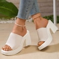 thumbnail image 5 of SACFOF Knit Heeled Sandals for Women, Comfortable Fashion Summer Sexy Open Toe Increase Height Slip On Beach Block Heel Slippers for Outdoor Indoor Party, 5 of 6