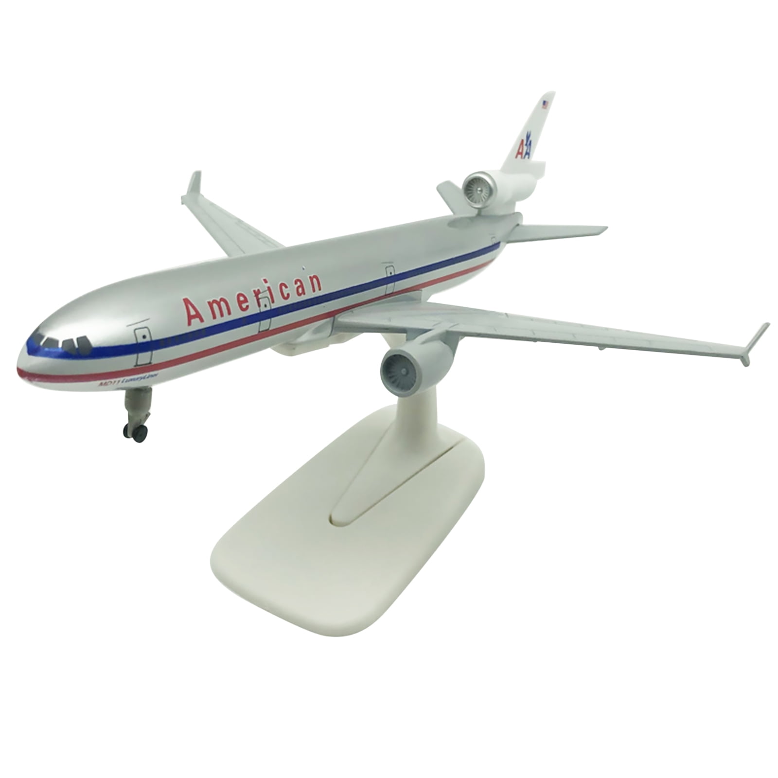 1:400 American MD-11 Diecast Airplane Model, 20CM, Alloy with Movable Wheels, Landing Gears, Display Stand for Aviation Enthusiasts