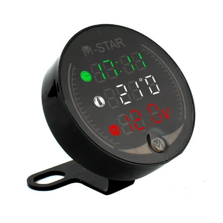 Voltmètre ATV moto 3 en 1 + horloge électronique + thermomètre testeur de  tension de température LED numérique