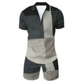 thumbnail image 2 of Vedolay Short Sets Men 2 Piece Outfits Men's Short Sets Outfits 2 Piece Summer Tracksuit Short Sleeve Shirt and Shorts Set,Gray 4XL, 2 of 3