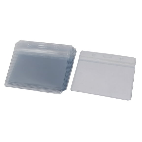 Unique Bargains Clear Plastic Exhibition Worker Name Tag Position Badge ID Card Holder 10PCS
