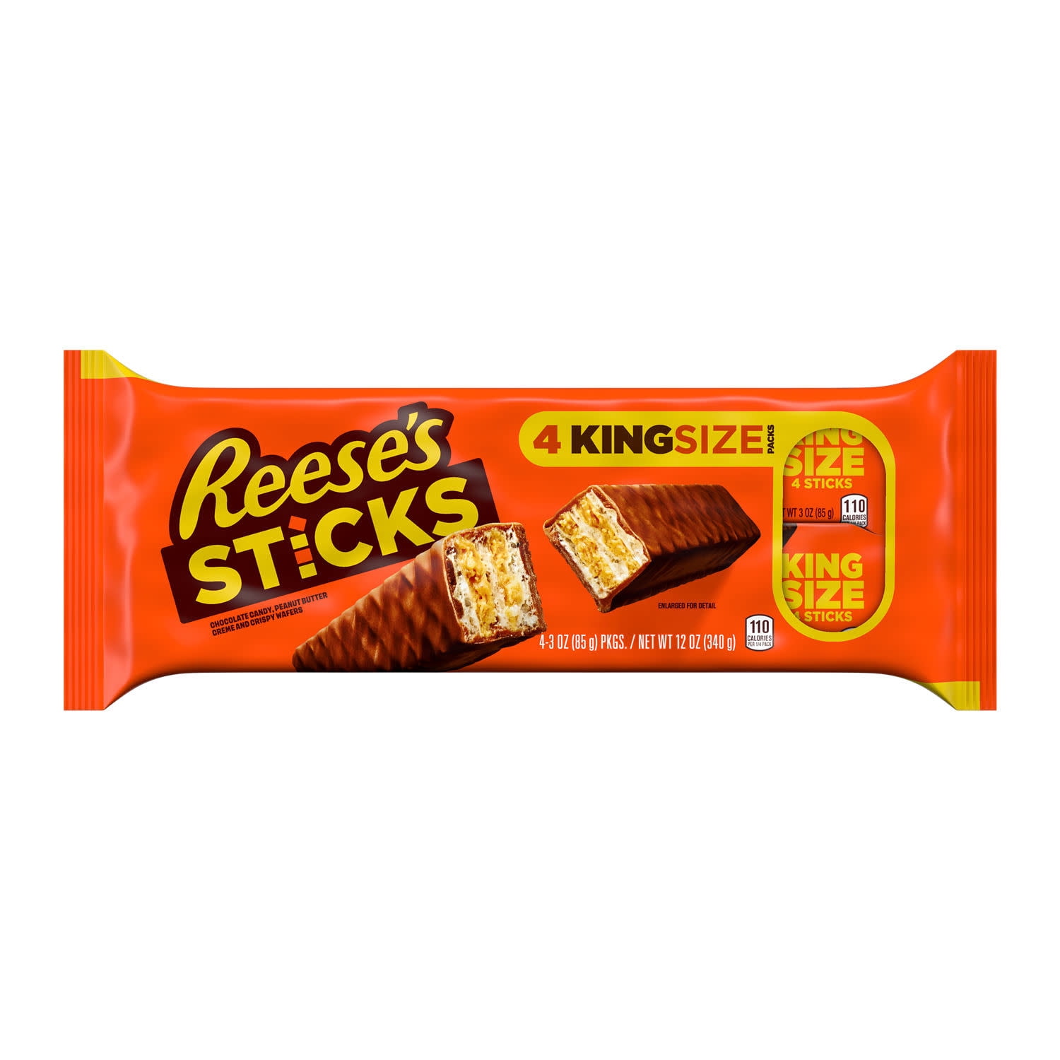 (2 pack) Reese's Sticks Chocolate and Peanut Butter Creme Wafer King Size Candy, Packs 3 oz, 4 Count