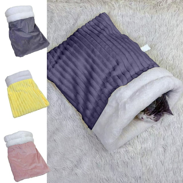 Fiudx Saco de Dormir Acogedor, Forro de Pana de Terciopelo Suave, Retención de Calor para Días Fríos, Túnel Cómodo y Seguro, Portátil para Viajes, para Animales Pequeños, Tamaño 35 X 15 X 9 Cm