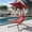 Red, variant on Hanging Chaise Lounge Swing Chair, Hanging Curved Chaise Lounge Chair Umbrella, Curved Steel Hammock Lounger Chairs for Outdoor Indoor Patio Pool Garden Backyard Porch