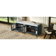 thumbnail image 5 of Youmumeub Rustic Wood Entryway Storage Bench with Removable Cushion, Antique Navy Shoe Bench with Woven Rattan Doors, 4-Door Cabinet with Adjustable Shelves, 5 of 22