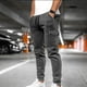 thumbnail image 1 of Pantalones largos de moda para hombre, casuales, de color sólido, con bolsillos y cremallera, cintura elástica, de poliéster., 1 of 4