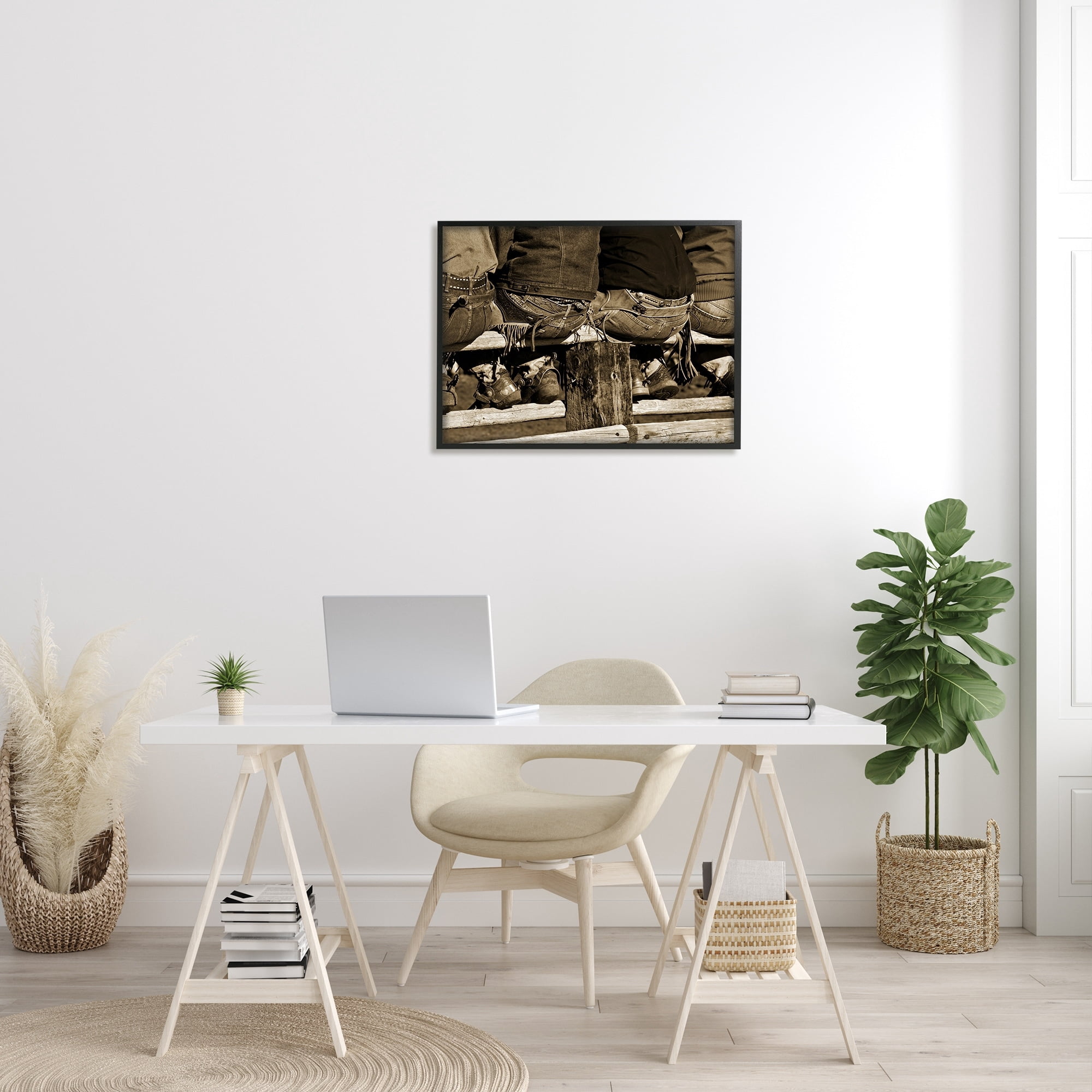 Stupell Industries Vintage Western Cowboys Sitting Sepia Photography Photograph Black Framed Art Print Wall Art, Design by Lisa Dearing